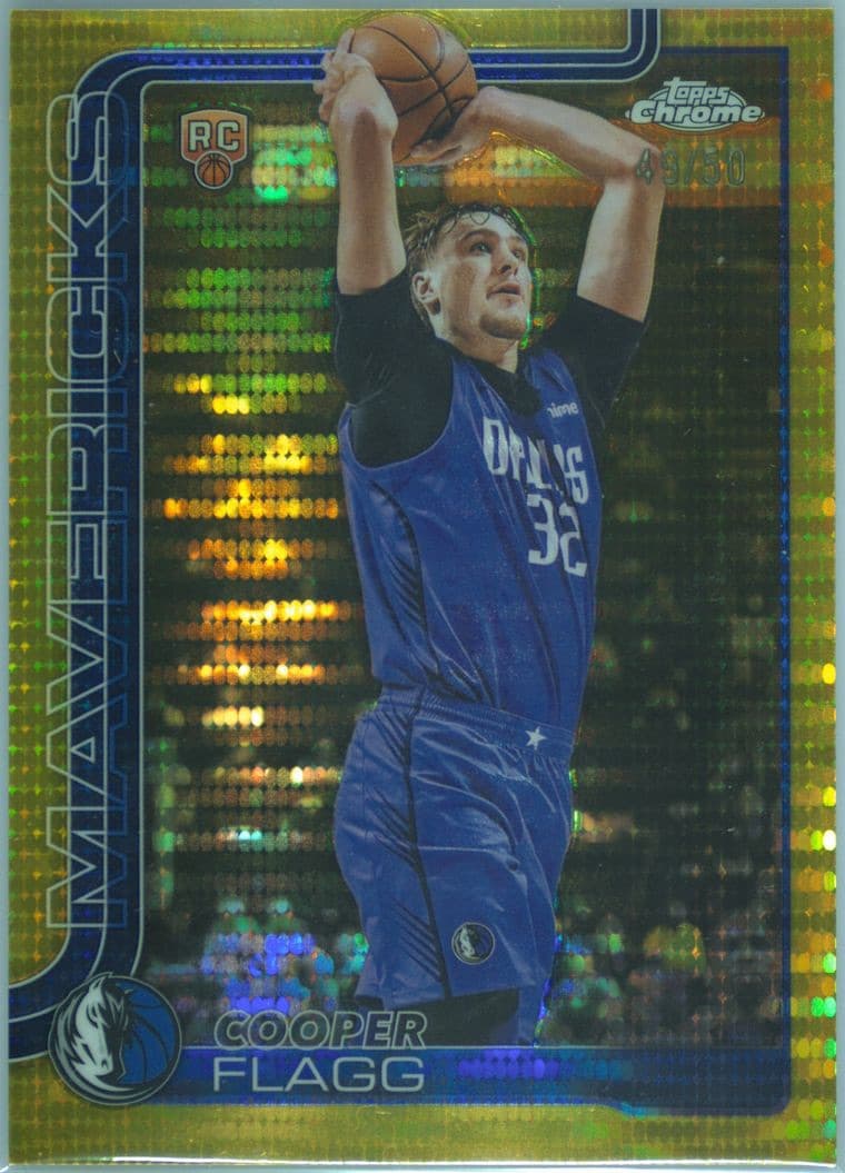 2025 Topps Chrome Cooper Flagg rookie card number 251 Gold Pulsar parallel numbered to 50