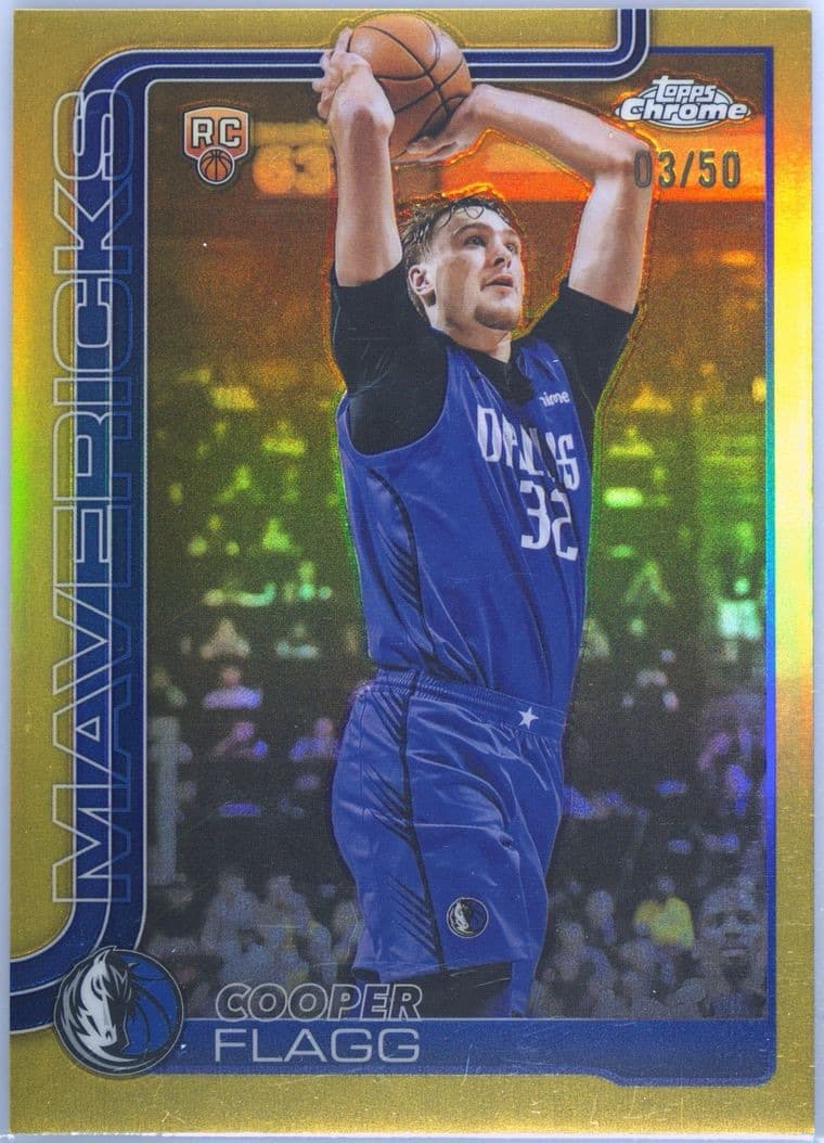2025 Topps Chrome Cooper Flagg rookie card number 251 standard Gold Refractor numbered to 50