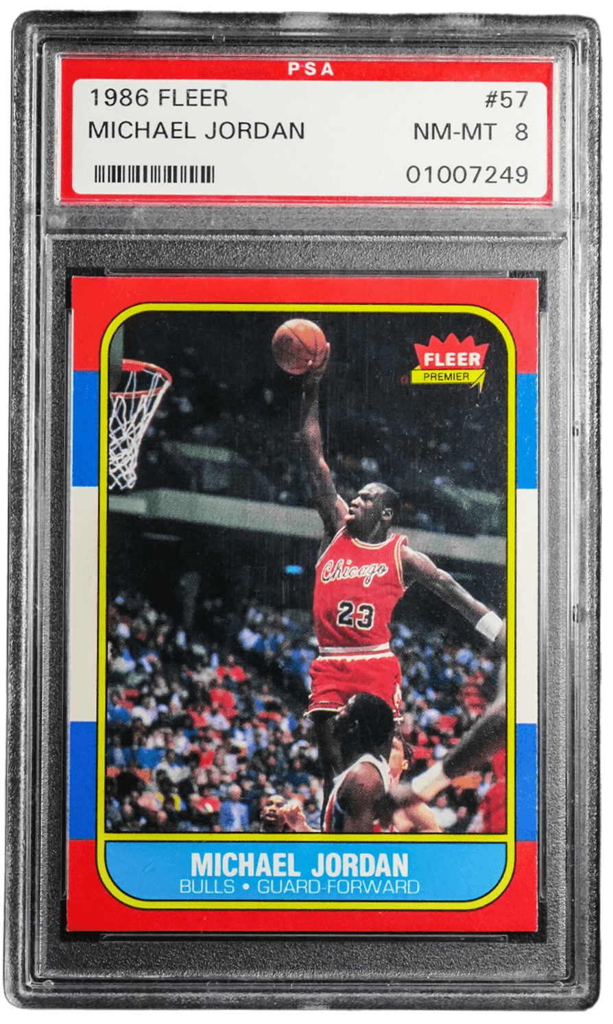 1986 Fleer Michael Jordan #57 RC PSA 8 NM-MT front