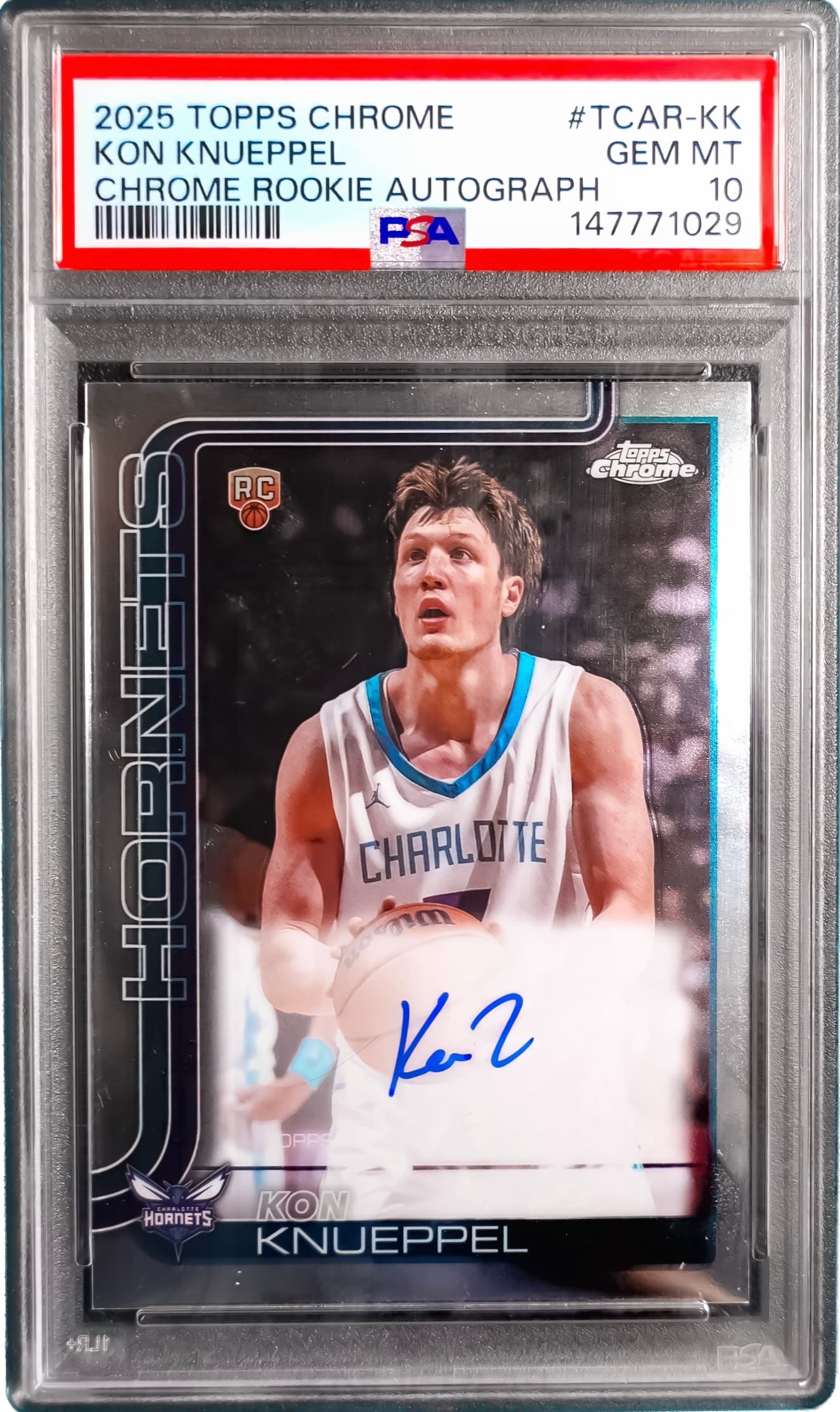 2025-26 Topps Chrome Kon Knueppel Chrome Rookie Autograph #TCAR-KK PSA GEM MT 10