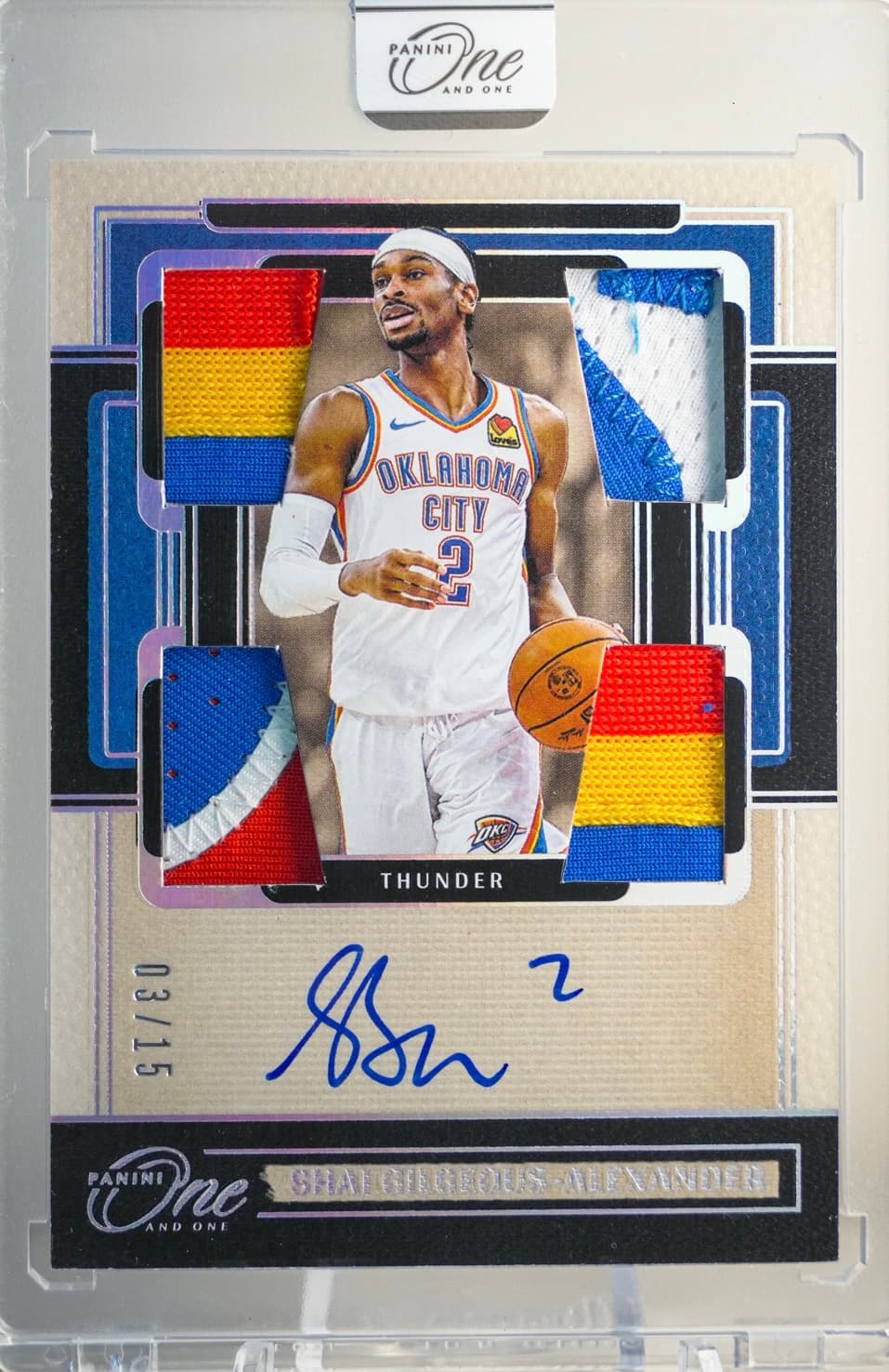 2024-25 Panini One and One Shai Gilgeous-Alexander Quad Patch Autographs QPA-SGA 03/15 front