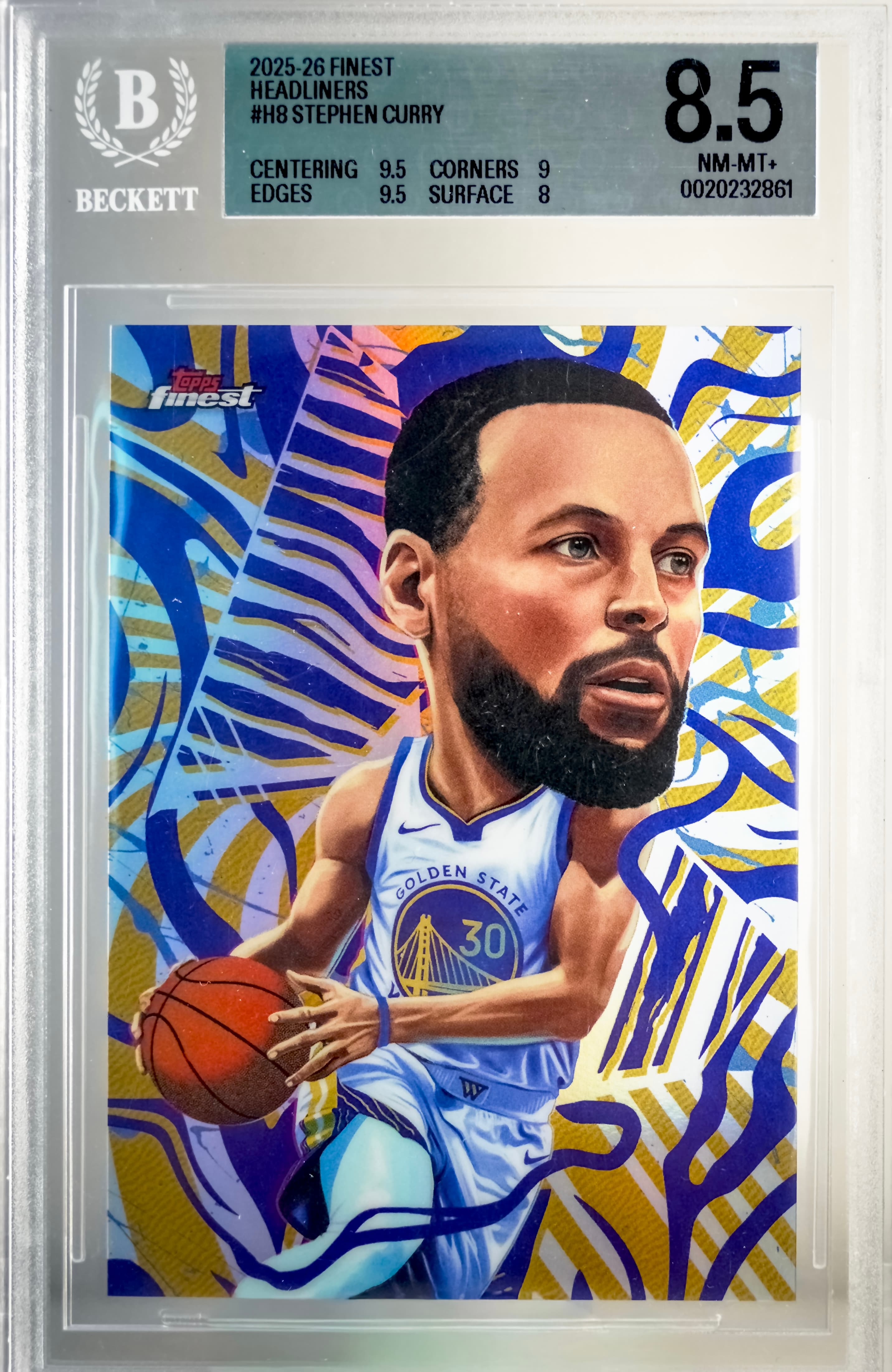 2025-26 Finest Stephen Curry Headliners #H8 BGS 8.5 front