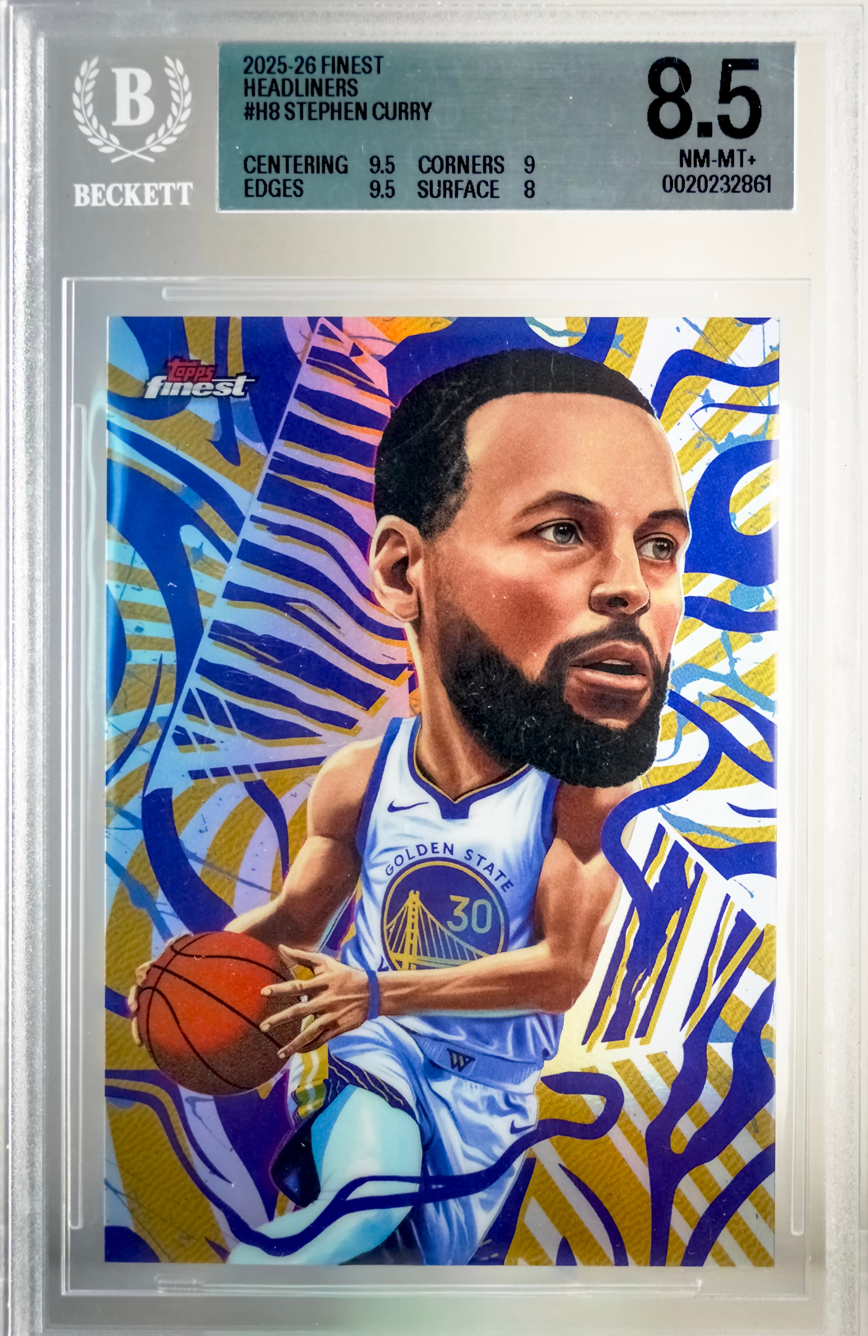 2025-26 Finest Stephen Curry Headliners #H8 BGS 8.5 front