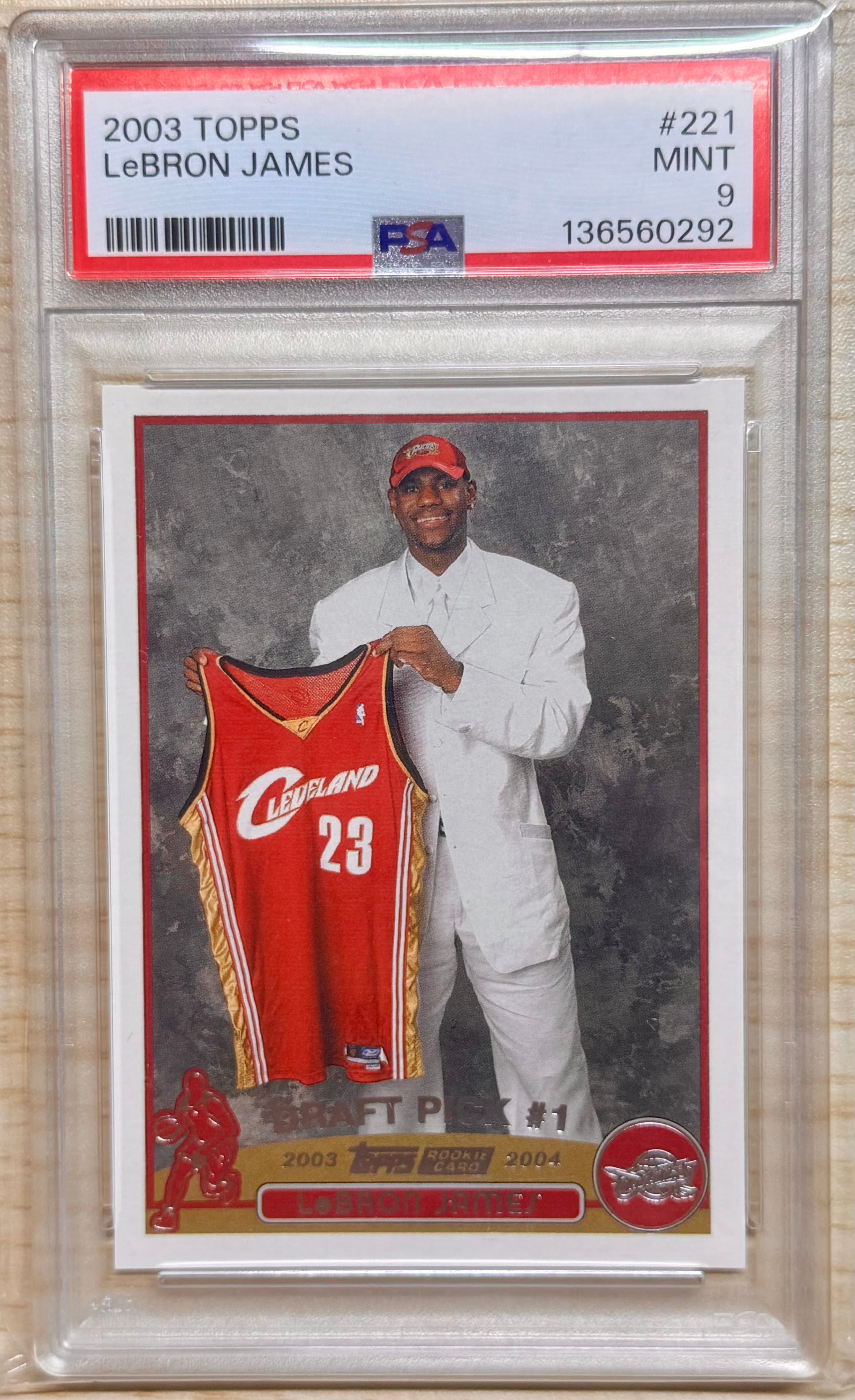 2003 Topps LeBron James #221 Rookie PSA 9 MINT front