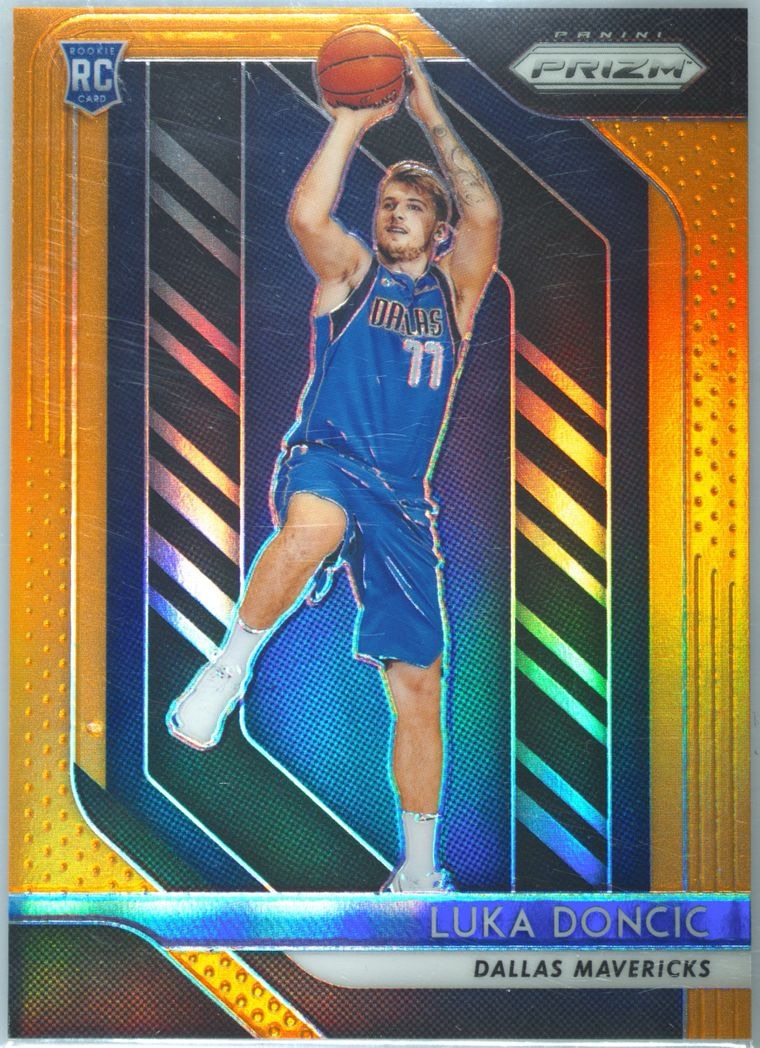 2018 Panini Prizm Luka Doncic rookie card number 280 Orange Prizm parallel numbered to 49