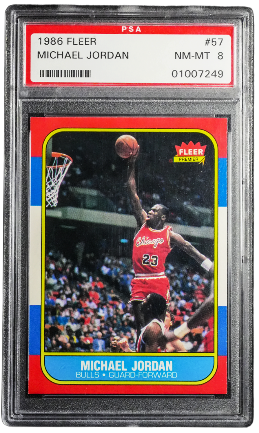 1986 Fleer Michael Jordan #57 RC PSA 8 NM-MT front